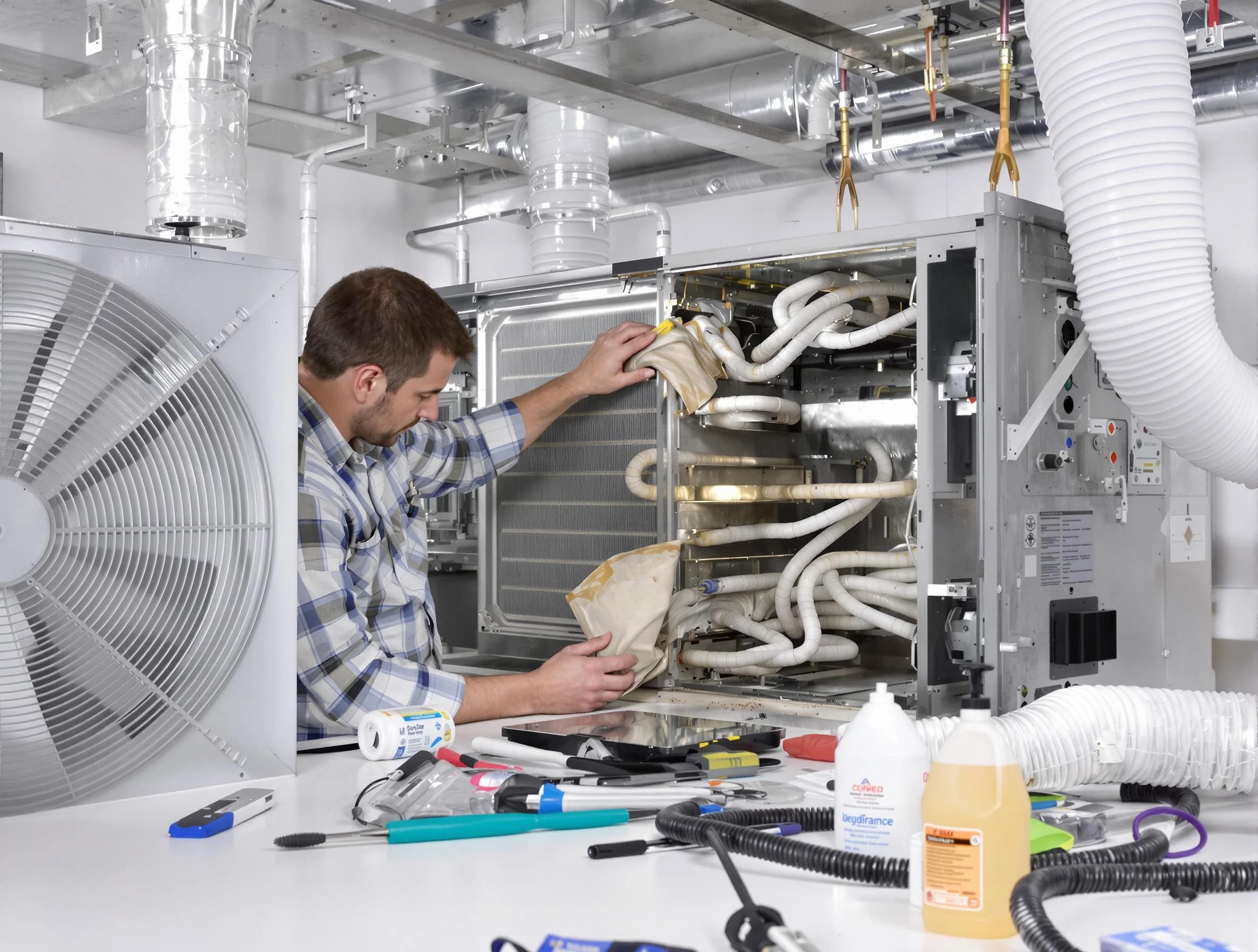 Bellevue Air Duct Cleaning specialist performing precision AC coil cleaning in Bellevue