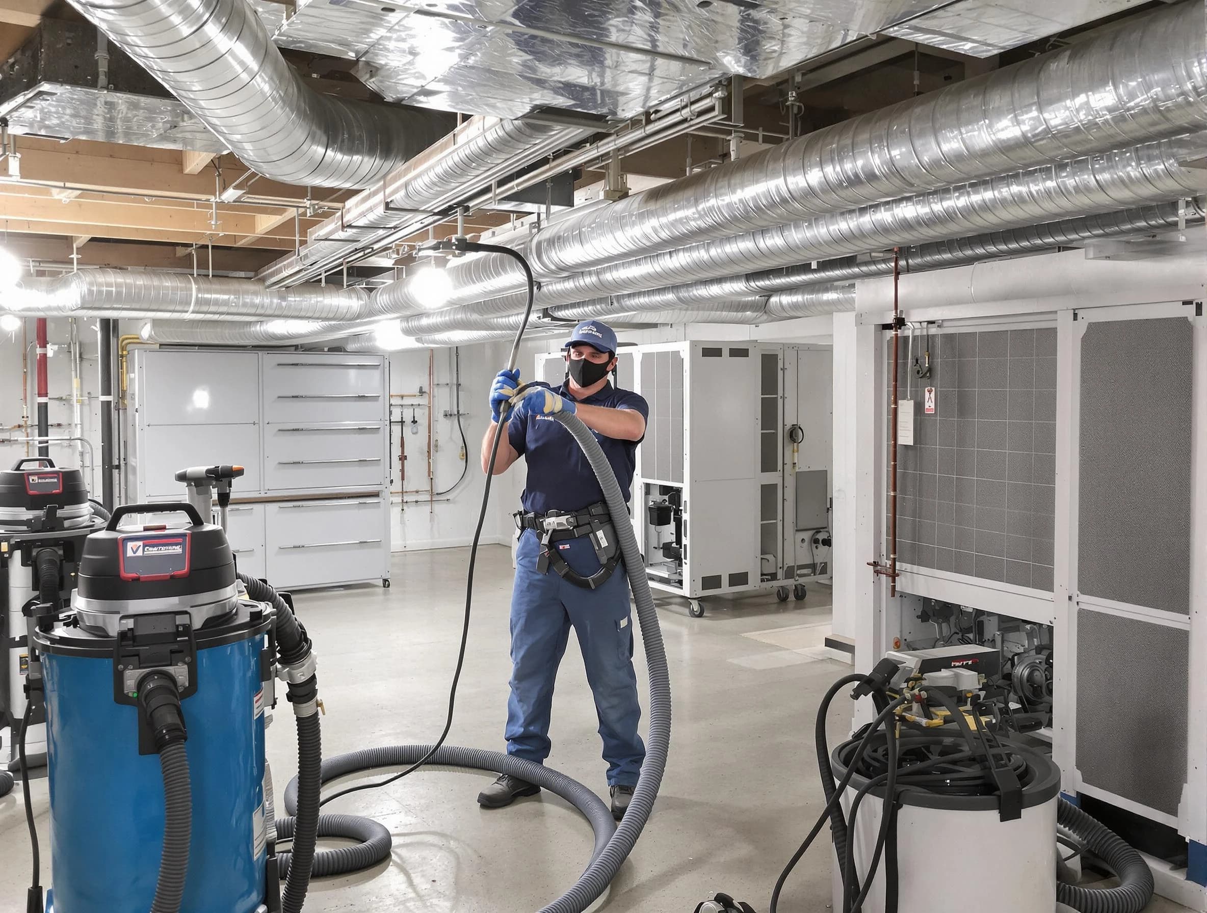 Bellevue Air Duct Cleaning specialist performing thorough central air duct cleaning for improved system efficiency in Bellevue