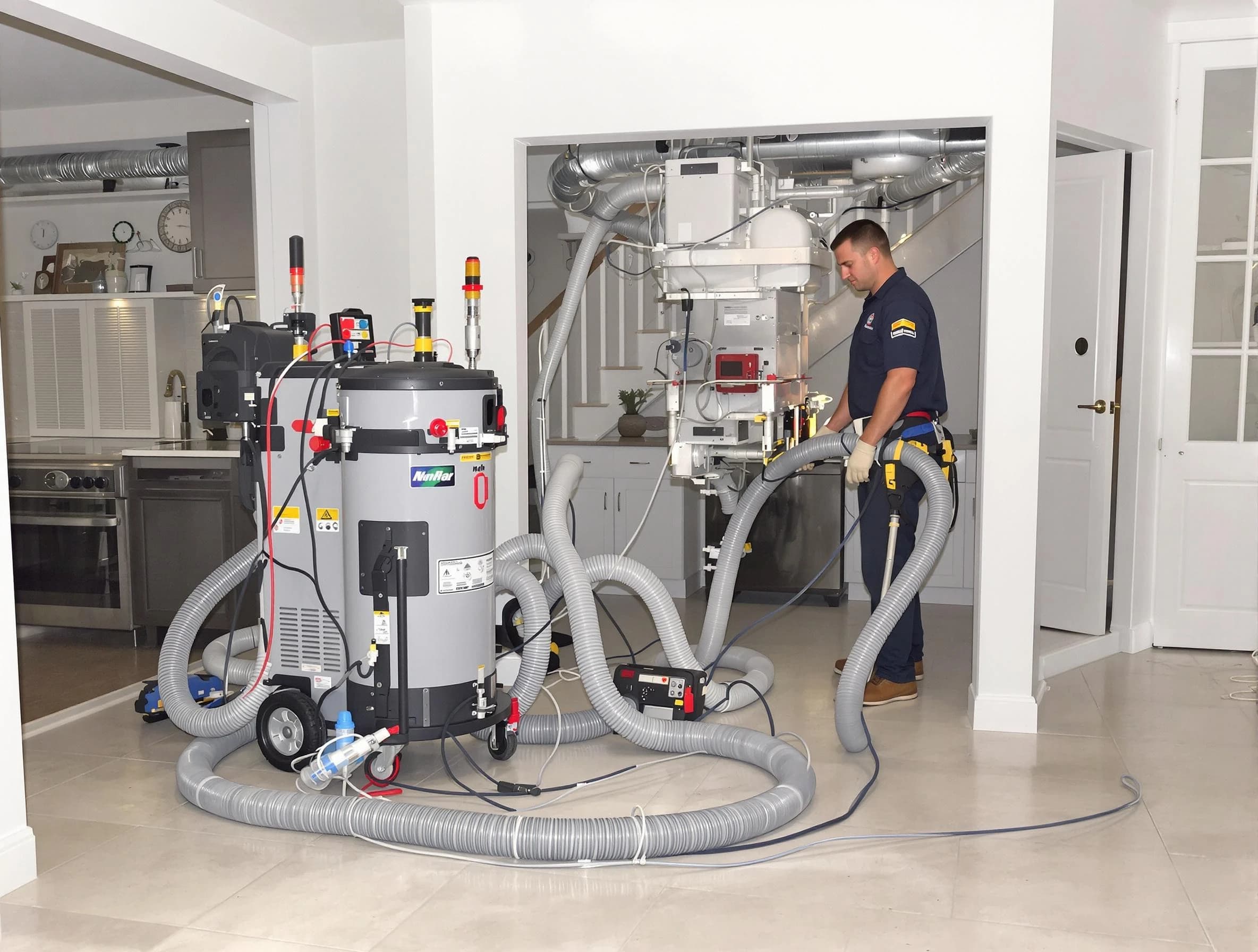 Bellevue Air Duct Cleaning technician operating negative pressure cleaning equipment for thorough duct maintenance in Bellevue