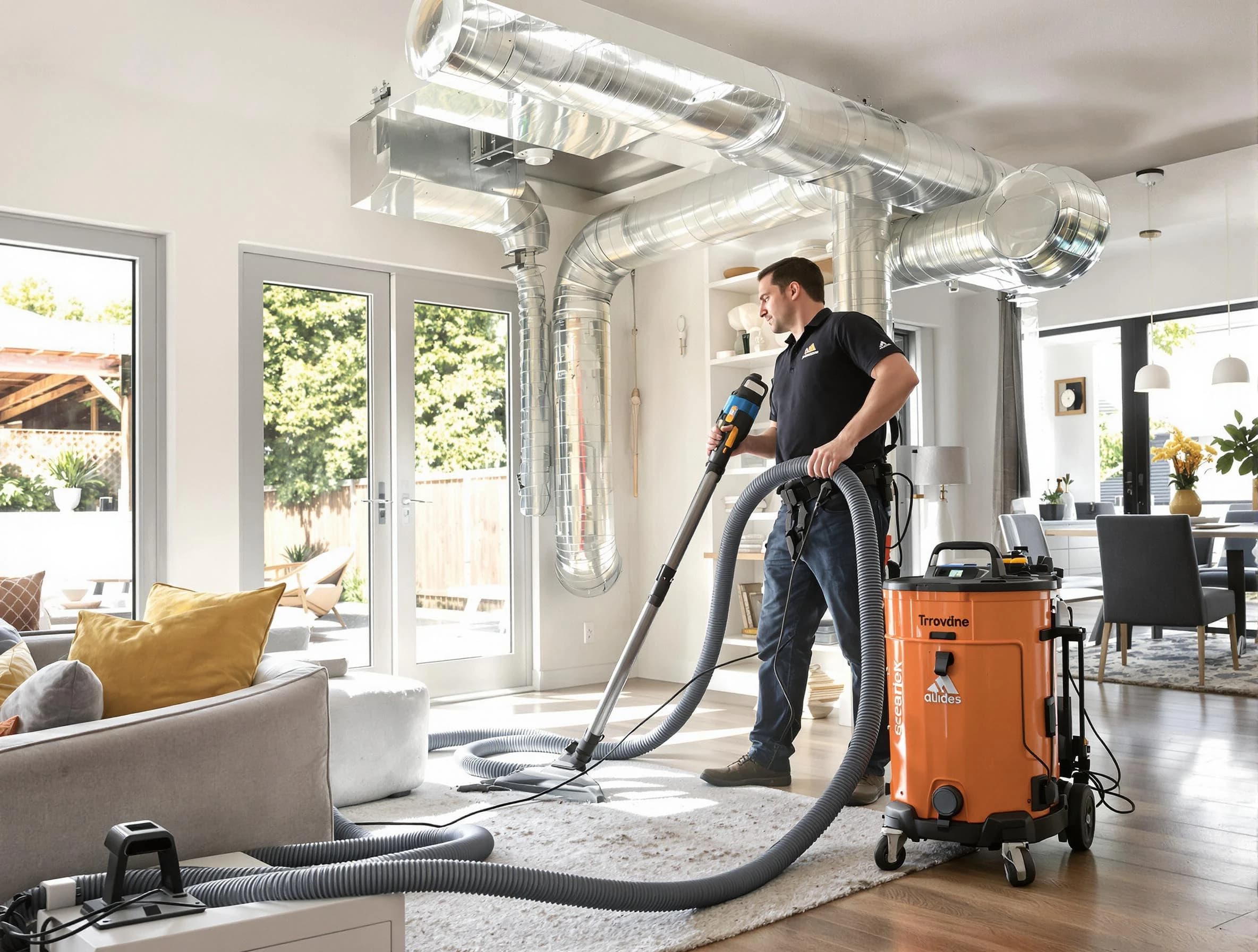 Bellevue Air Duct Cleaning specialist performing thorough residential duct cleaning using advanced equipment in Bellevue