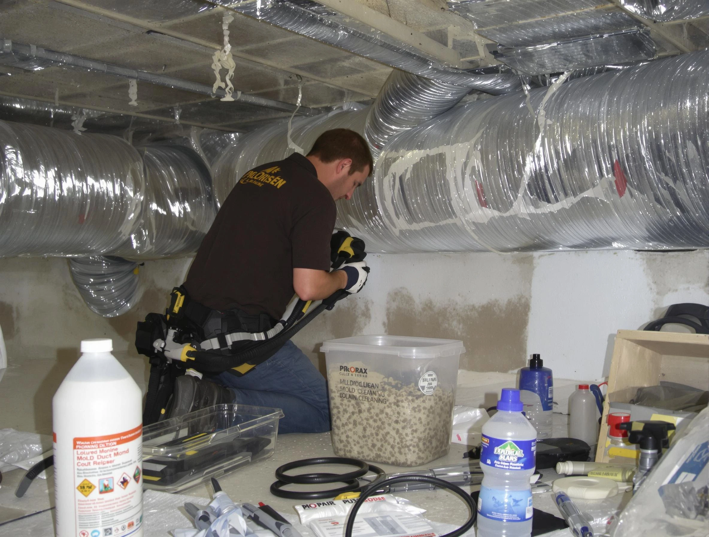Bellevue Air Duct Cleaning specialist performing professional mold removal from air ducts in Bellevue