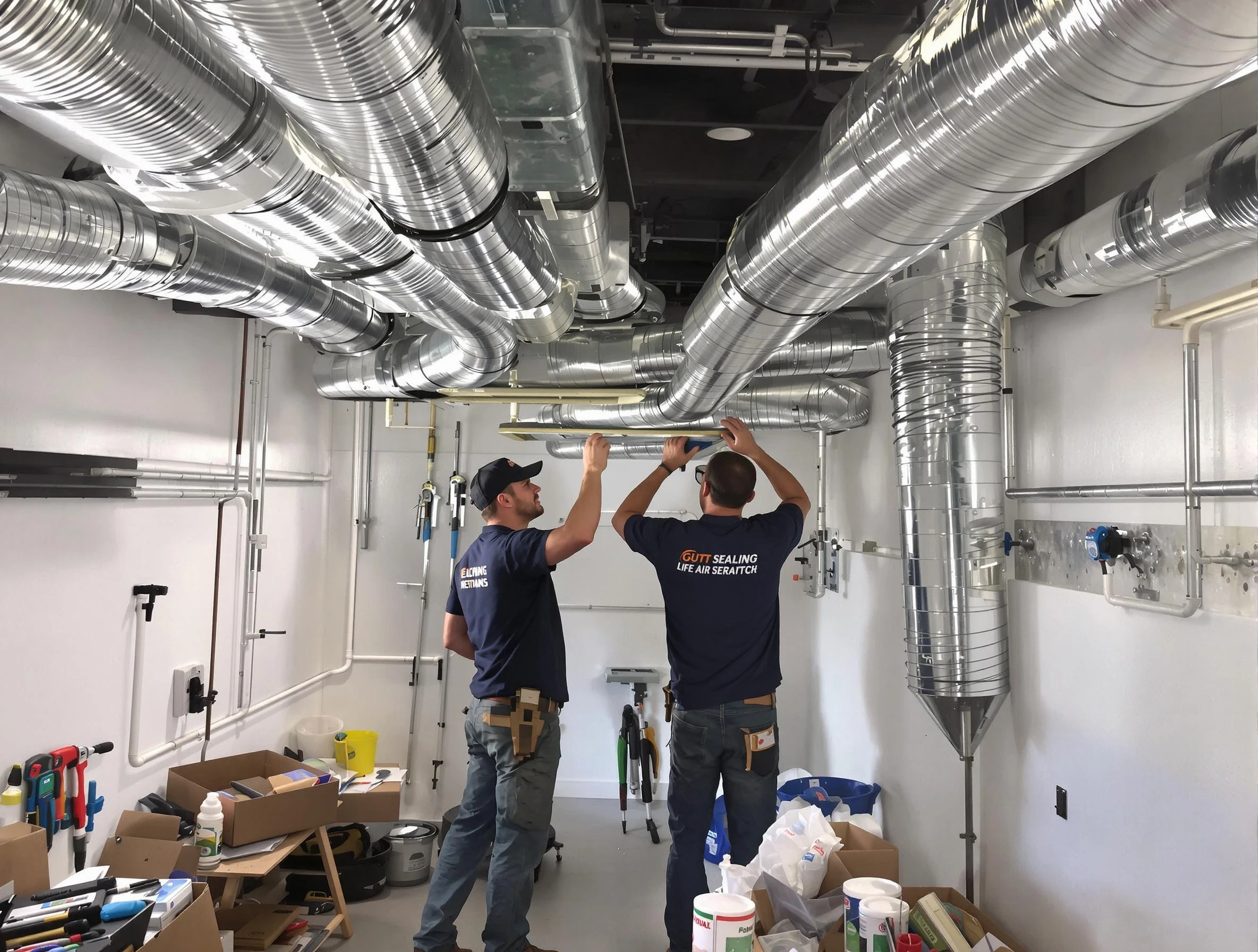 Bellevue Air Duct Cleaning technician applying professional duct sealing solutions in Bellevue