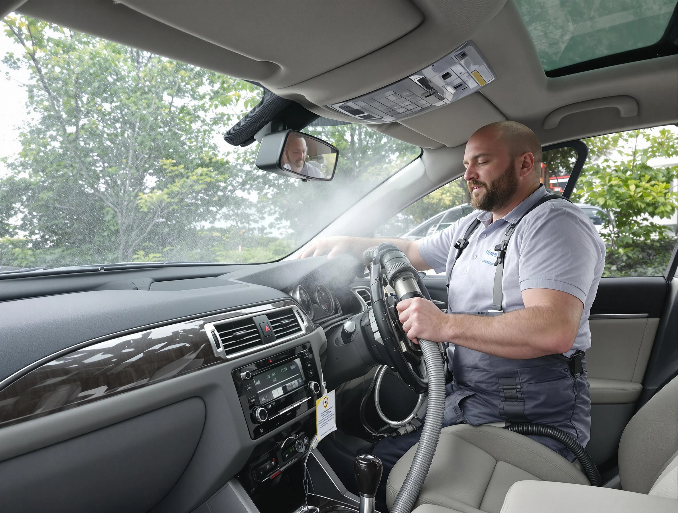 Bellevue Air Duct Cleaning specialist performing professional car duct cleaning in Bellevue