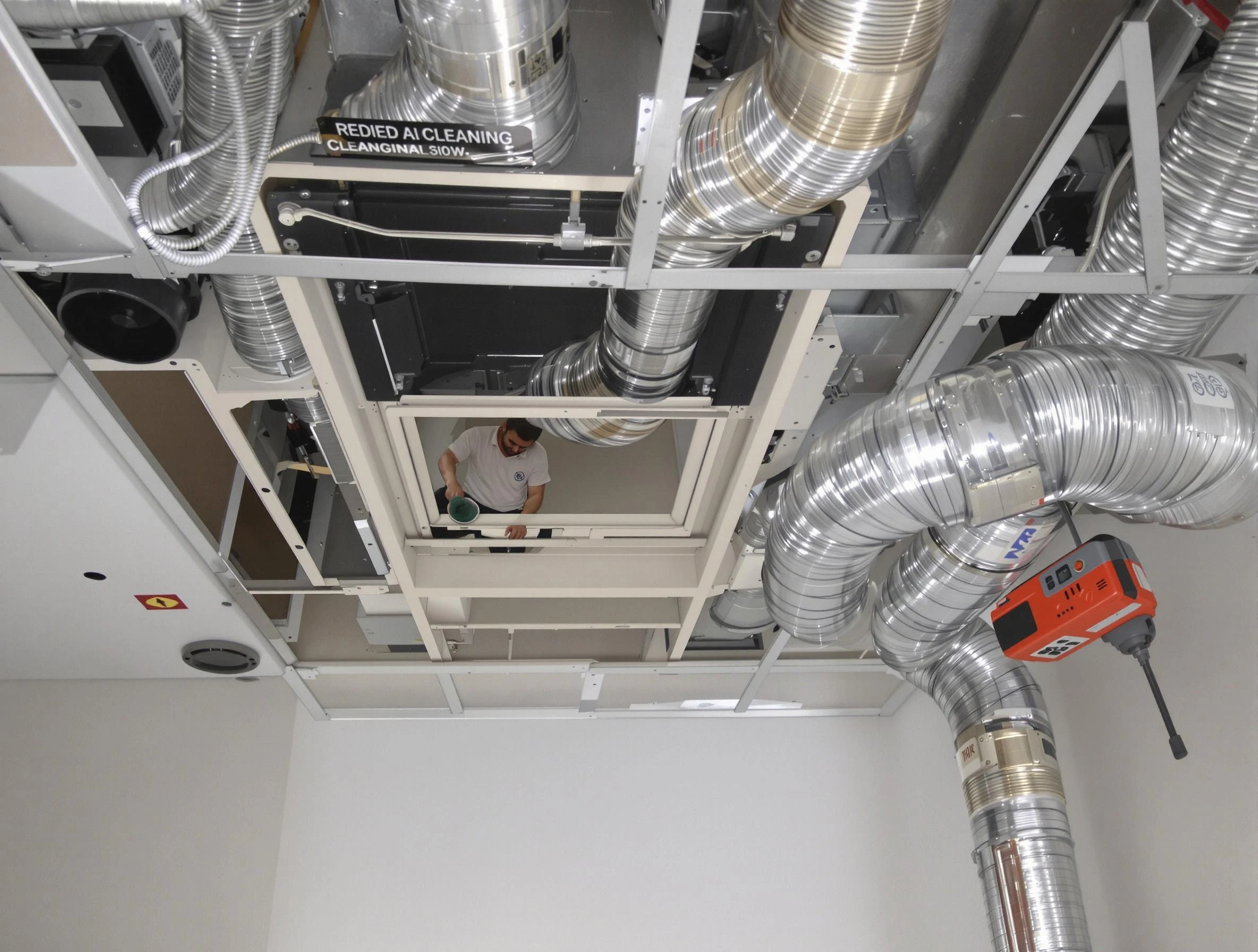Bellevue Air Duct Cleaning technician performing detailed central duct system cleaning in Bellevue